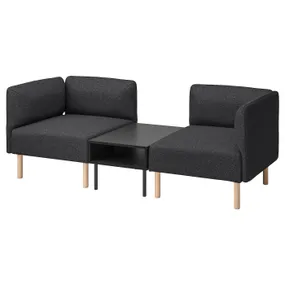 IKEA LILLEHEM ЛІЛЛЕХЕМ, 2-м модульний диван з журн столом, ГУННАРЕД темно-сірий/деревина 795.697.44 фото
