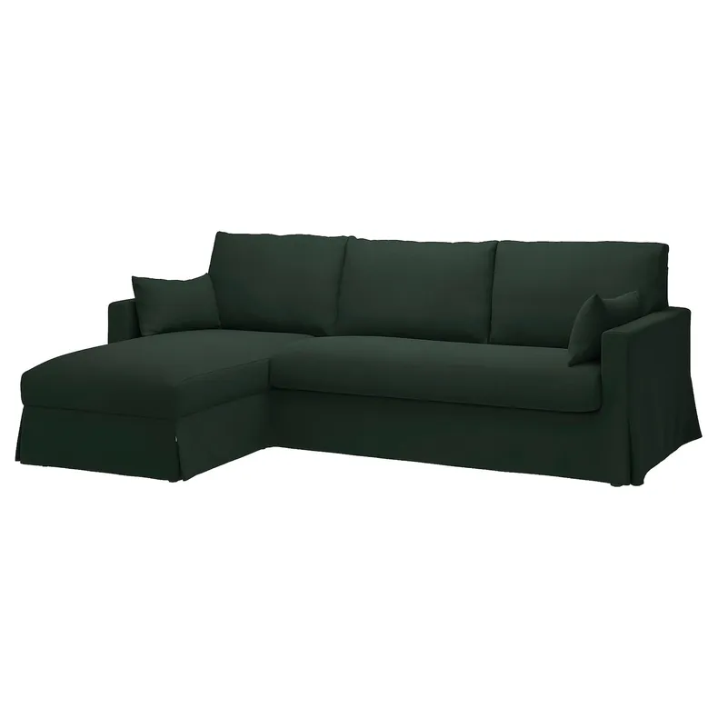 IKEA HYLTARP ХЮЛЬТАРП, чохол 3м дивана з кушеткою, лівост, ТАЛЛЬМЮРА темно-зелений 705.665.04 фото №1
