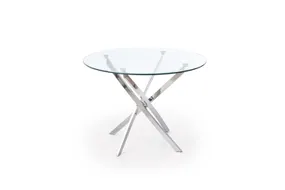 Кухонний стіл HALMAR RAYMOND, 100x100 см стільниця - прозора, ніжки - хром фото