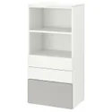 IKEA SMÅSTAD СМОСТАД / PLATSA ПЛАТСА, книжкова шафа, біло-сірий з 3 шухлядами, 60x42x123 см 794.205.26 фото thumb №1