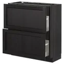 IKEA METOD МЕТОД, напольный шкаф с 2 ящиками, черный / Лерхиттан с черными пятнами, 80x37 см 792.602.31 фото thumb №1