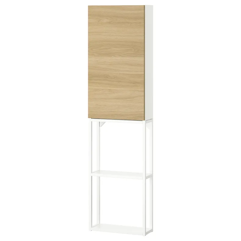 IKEA ENHET ЕНХЕТ, шафа, білий / імітація. дуб, 40x17x150 см 495.481.35 фото №1