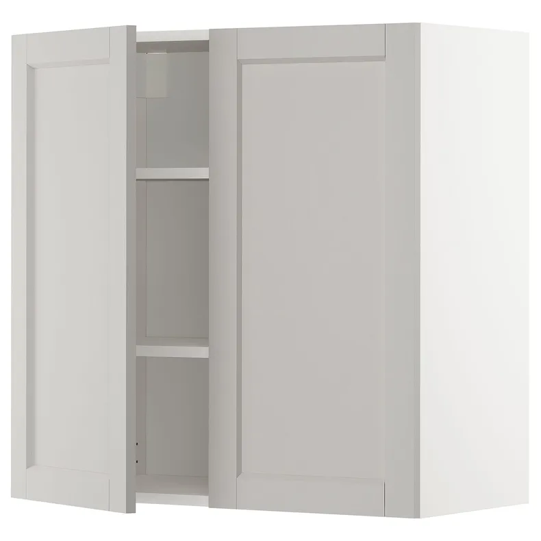 IKEA METOD МЕТОД, навесной шкаф с полками / 2дверцы, белый / светло-серый, 80x80 см 794.654.83 фото №1
