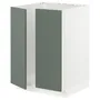 IKEA METOD МЕТОД, підлогова шафа для мийки+2 дверцят, білий / БОДАРП сіро-зелений, 60x60 см 094.578.44 фото