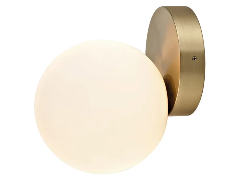 BRW Настенный светильник для ванной комнаты из стали и стекла Ice Ball белый и золотой 083954 фото №1