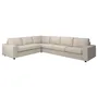 IKEA VIMLE ВИМЛЕ, 5-местный угловой диван, с широкими подлокотниками / бежевый с пунцовым оттенком 394.017.99 фото