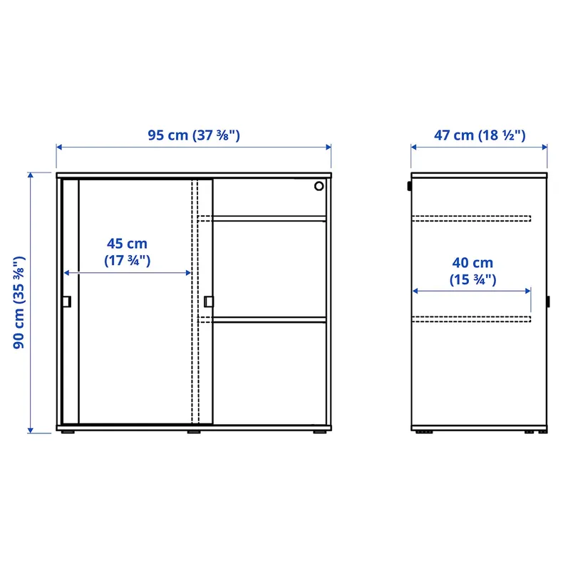 IKEA VIHALS ВИХАЛС, шкаф с раздвижными дверцами, белый, 95x47x90 см 204.832.62 фото №6