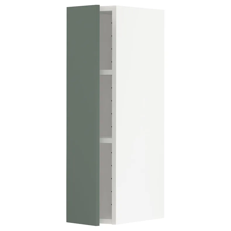 IKEA METOD МЕТОД, шафа навісна із полицями, білий / БОДАРП сіро-зелений, 20x80 см 994.602.34 фото №1