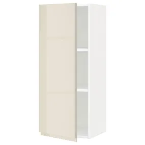 IKEA METOD МЕТОД, шафа навісна із полицями, білий / Voxtorp високий глянець світло-бежевий, 40x100 см 994.550.15 фото