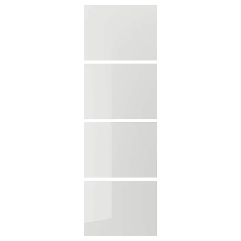 IKEA HOKKSUND ХОККСУНД, 4 панелі для рами розсувних дверцят, глянцевий світло-сірий, 75x236 см 703.823.50 фото №1
