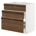 IKEA METOD / MAXIMERA, sz stj zl+3fr/2szu, белый/шпон ясеня темно-коричневого цвета, 80x60 см 195.745.69 фото thumb №1