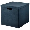 IKEA GJÄTTA ГЙЕТТА, коробка для зберігання з кришкою, темно-синій оксамит, 32x35x32 см 705.704.31 фото thumb №1