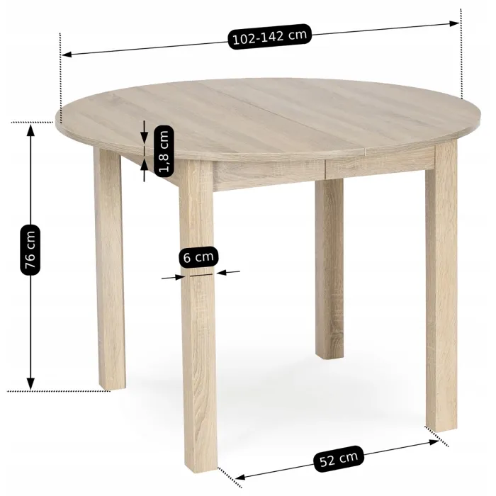 Стіл кухонний розкладний MEBEL ELITE HARRY 102-142х102 см, дуб сонома фото №10