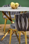 Кухонний стіл HALMAR RAYMOND 2, 100x100 см стільниця - білий мармур, ніжки - золото фото thumb №3