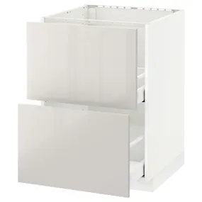 IKEA METOD МЕТОД / MAXIMERA МАКСІМЕРА, підлог шафа д / мийки+2 фр пан / 2 шух, білий / Ringhult світло-сірий, 60x60 см 891.419.02 фото