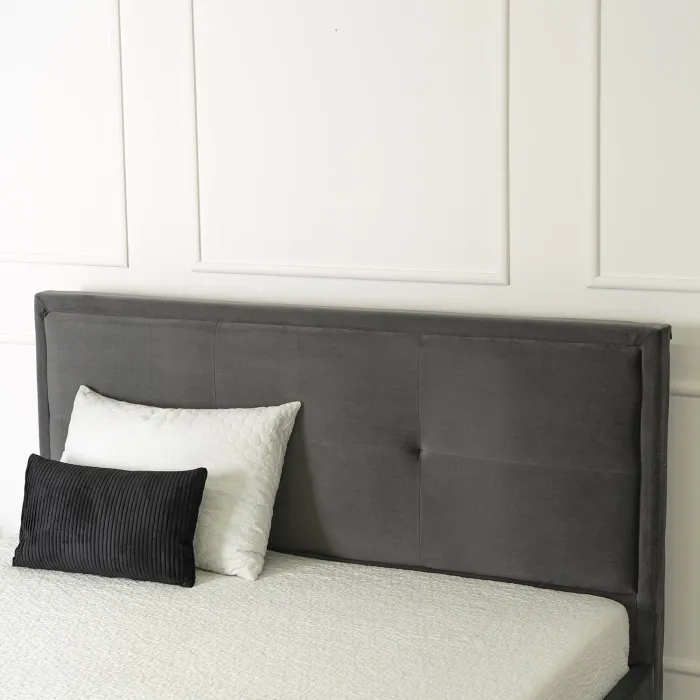 Кровать двуспальная бархатная MEBEL ELITE ANDRE Velvet, 160x200 см, серый фото №6