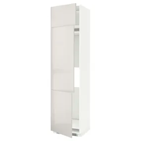 IKEA METOD МЕТОД, шафа висока для холод / мороз із 3 дв, білий / Ringhult світло-сірий, 60x60x240 см 794.621.25 фото