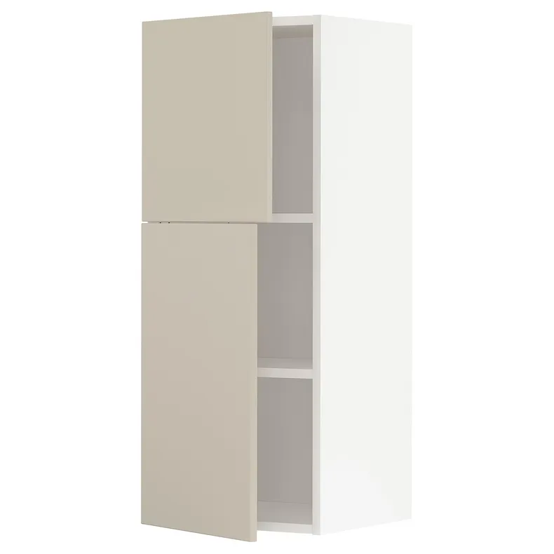 IKEA METOD МЕТОД, навісна шафа з полицями / 2 дверцят, білий / хавсторпський бежевий, 40x100 см 194.624.68 фото №1