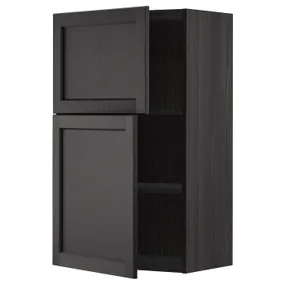 IKEA METOD МЕТОД, навесной шкаф с полками / 2дверцы, черный / Лерхиттан с черными пятнами, 60x100 см 894.580.43 фото