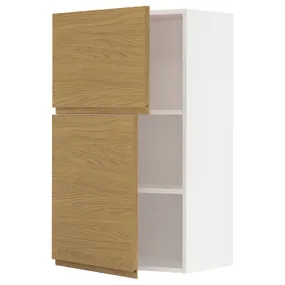 IKEA METOD МЕТОД, навісна шафа з полицями/2 дверцят, білий / Voxtorp імітація. дуб, 60x100 см 895.385.06 фото