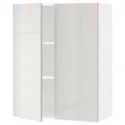 IKEA METOD МЕТОД, навісна шафа з полицями / 2 дверцят, білий / Ringhult світло-сірий, 80x100 см 494.593.65 фото thumb №1