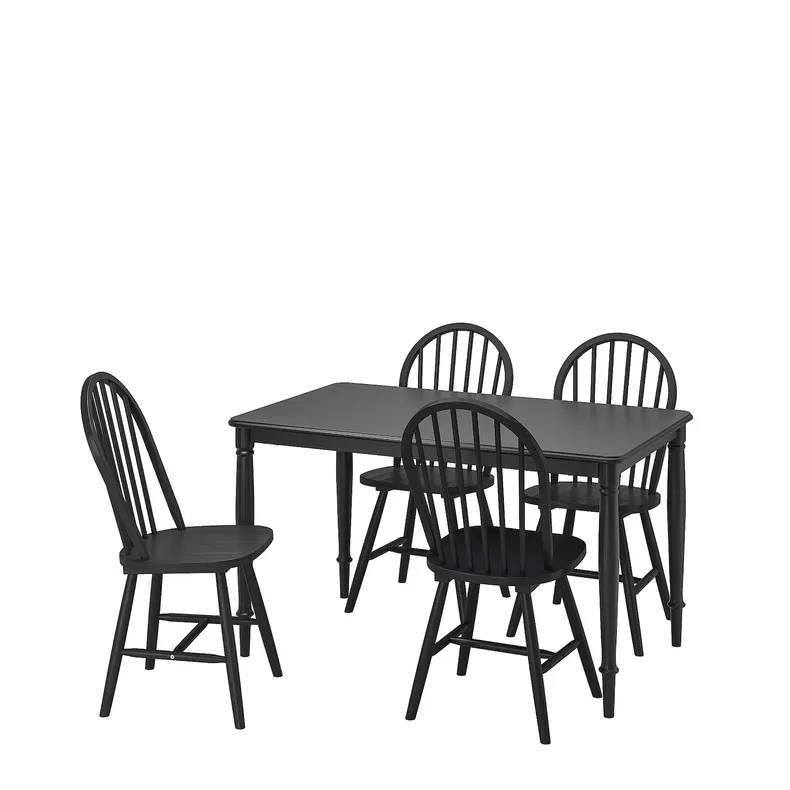 IKEA DANDERYD ДАНДЕРЮД / SKOGSTA СКОГСТА, стіл+4 стільці, чорний/чорний, 130 см 195.442.90 фото №1