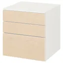 IKEA SMÅSTAD СМОСТАД / PLATSA ПЛАТСА, комод с 3 ящиками, белый / берёзовый, 60x57x63 см 493.875.71 фото thumb №1