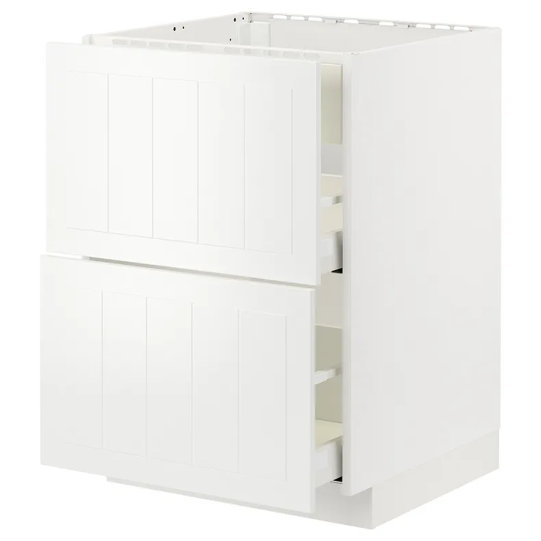 IKEA METOD МЕТОД / MAXIMERA МАКСІМЕРА, підлог шафа д / плит / вб витяжк з шухл, білий / стенсундський білий, 60x60 см 494.777.17 фото №1