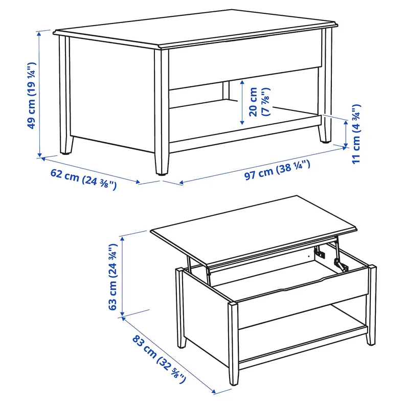 IKEA VITTERYD ВИТТЕРЮД, регулируемый журнальный стол, белый, 97 см 205.300.65 фото №4