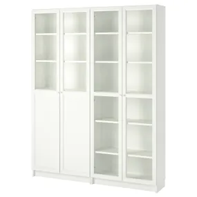 IKEA BILLY БИЛЛИ / OXBERG ОКСБЕРГ, стеллаж / панельные / стеклянные двери, белый / стекло, 160x30x202 см 792.807.38 фото