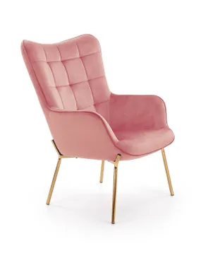 Крісло для дому HALMAR CASTEL 2 золото / світло-рожевий фото