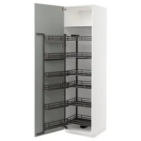 IKEA METOD МЕТОД, высокий шкаф с выдвижным модулем, белый / светло-серый, 60x60x220 см 195.383.50 фото