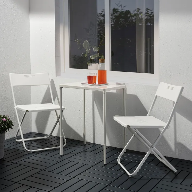 IKEA FEJAN ФЕЯН, стіл+2 складані стільці, вуличний, білий/білий 594.349.49 фото №3
