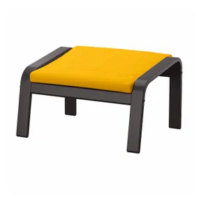IKEA POÄNG ПОЕНГ, підставка для ніг, чорно-коричневий/СКІФТЕБУ жовтий 993.872.72 фото
