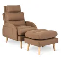 Кресло мягкое с подставкой для ног MEBEL ELITE HENRY, ткань: коричневый фото thumb №1