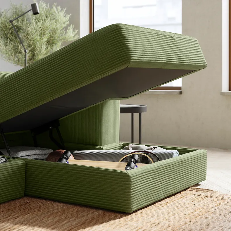 IKEA JÄTTEBO ЄТТЕБУ, 4-місний модульний диван з кушеткою, правий з узголів'ям / САМСАЛА темний жовто-зелений 595.109.00 фото №3