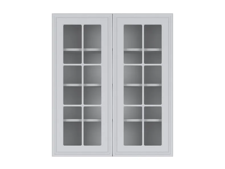 BRW Двухдверный верхний кухонный шкаф Verdi 80 см с витриной светло-серый матовый, греноловый серый/светло-серый матовый FL_G_80/95_LV/PV-SZG/JSZM фото №1
