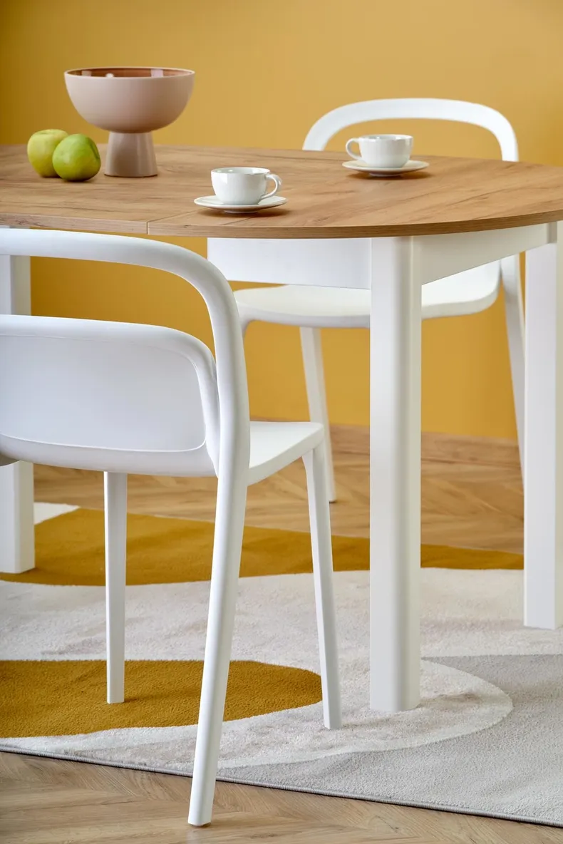 Кухонний стіл HALMAR RINGO 102-142x102 см дуб крафт, білий фото №5