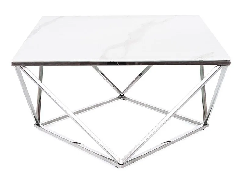 Журнальний столик SIGNAL SILVER B II, білий / сталь, 50x50 фото №5
