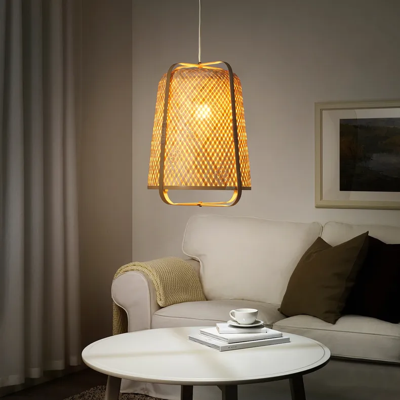 IKEA KNIXHULT КНИКСХУЛЬТ, подвесной светильник, бамбук / ручная работа, 40 см 404.048.86 фото №4
