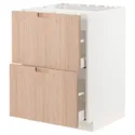 IKEA METOD МЕТОД / MAXIMERA МАКСИМЕРА, напольный шкаф / 2фронт панели / 2ящика, белый / светлый бамбук, 60x60 см 393.302.50 фото thumb №1