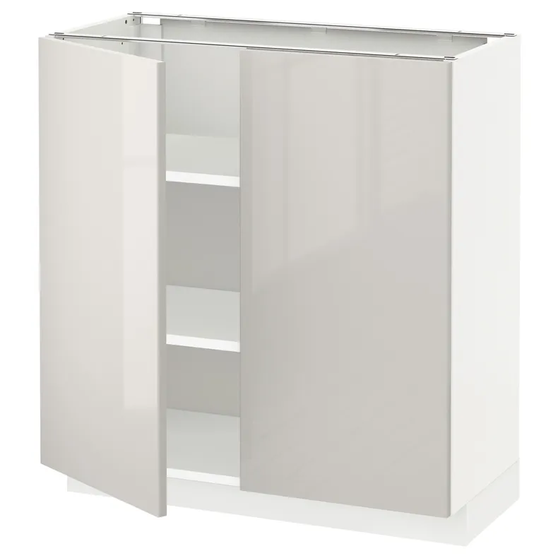 IKEA METOD МЕТОД, підлогова шафа з полицями / 2 дверцят, білий / Ringhult світло-сірий, 80x37 см 494.574.27 фото №1