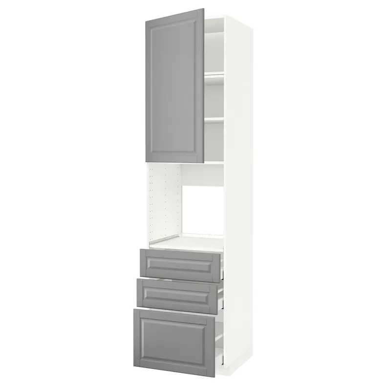 IKEA METOD МЕТОД / MAXIMERA МАКСІМЕРА, висока шафа д / духов з дверц / 3 шухл, білий / сірий Бодбін, 60x60x240 см 294.599.36 фото №1