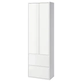 IKEA ÄNGSJÖN ЭНГШЁН, высокий шкаф с дверцами / ящиками, белый глянец, 60x35x195 см 205.531.65 фото