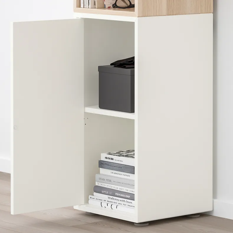 IKEA EKET ЭКЕТ, комбинация шкафов с ножками, белый / дуб, окрашенный в белый цвет, 35x35x107 см 392.901.26 фото №4