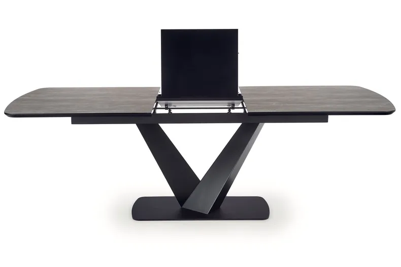 Обеденный стол раскладной HALMAR VINSTON 180-230x95 см, столешница - темно серая/черная, ножки - черные фото №12