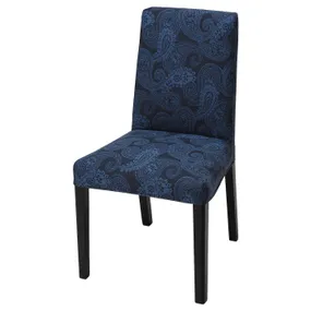 IKEA BERGMUND БЕРГМУНД, стул, черный / Квилсфорс темно-синий / синий 894.186.98 фото