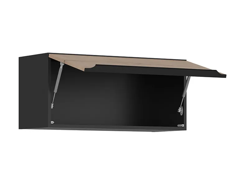BRW Sole L6 80 см кухонный шкаф с распашным верхом дуб галифакс натуральный, Черный/дуб галифакс натур FM_GO_80/36_O-CA/DHN фото №3
