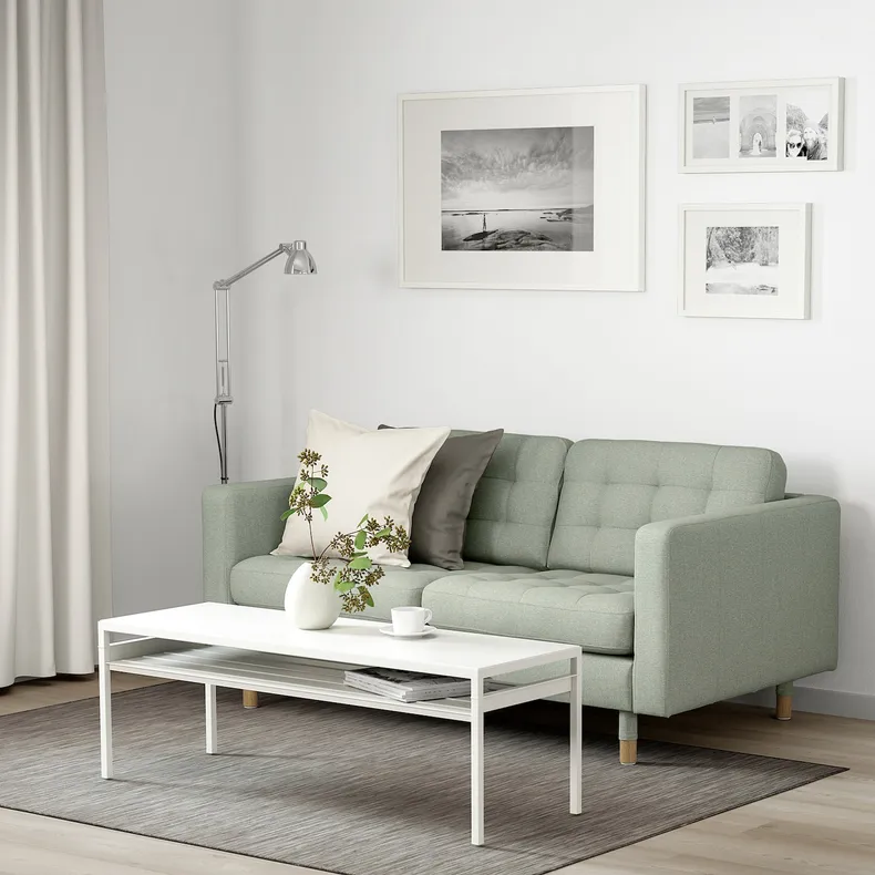 IKEA LANDSKRONA ЛАНДСКРУНА, 2-местный диван, Окрашенный в светло-зеленый цвет / дерево 392.702.89 фото №2