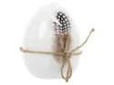 BRW Декоративна фігурка BRW Яйце з пір'їною 12 см, кераміка, білий 092502 фото thumb №2